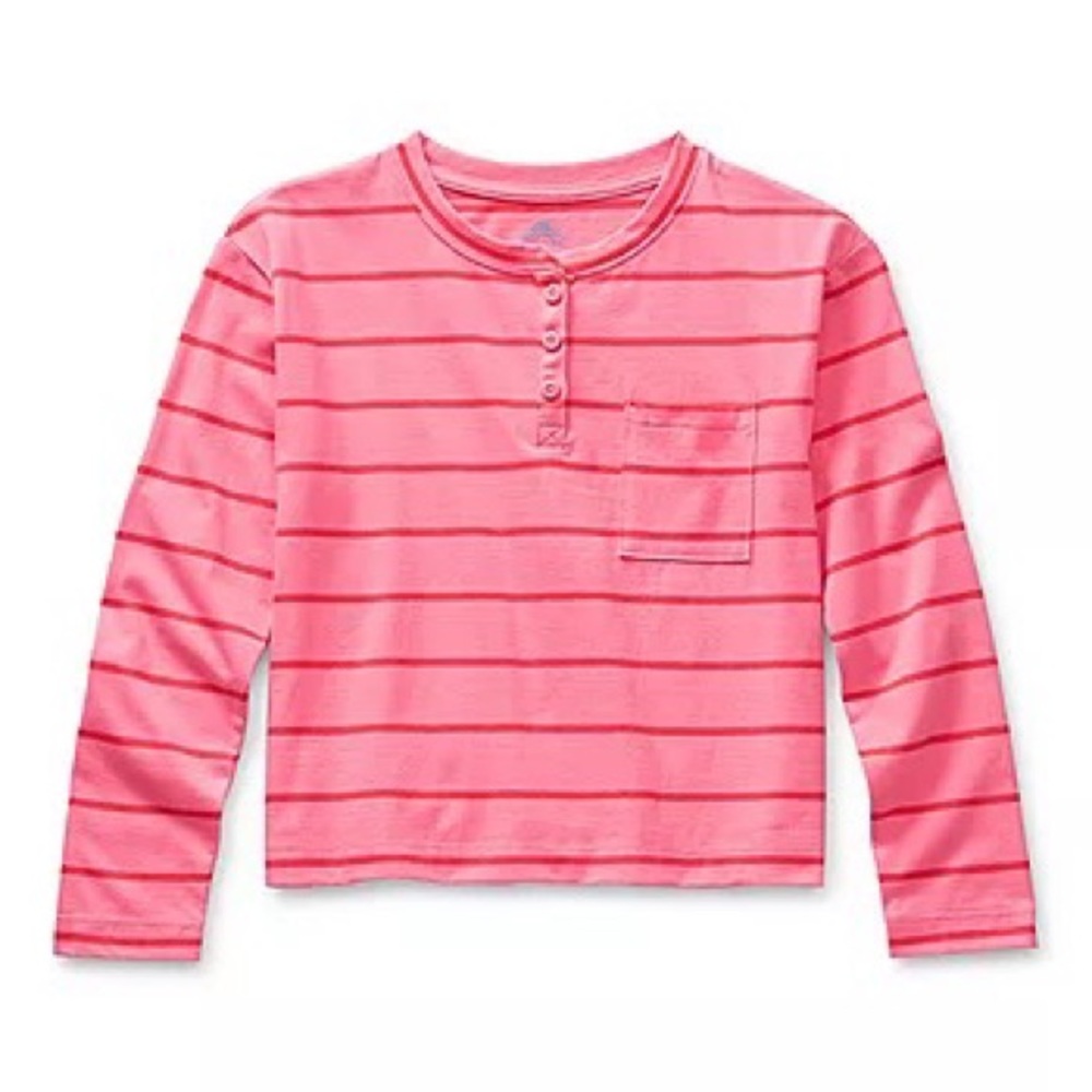 NWT Thereabouts Girl Long Sleeve Henley Shirt - Pink - Size M